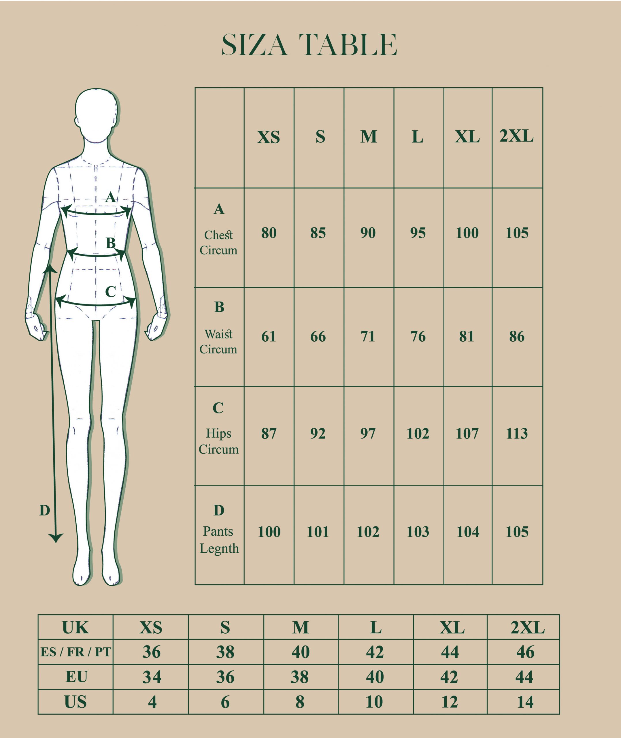 Women Clothes size Chart